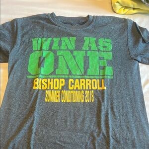 Gray T-Shirt with Green and Yellow Print